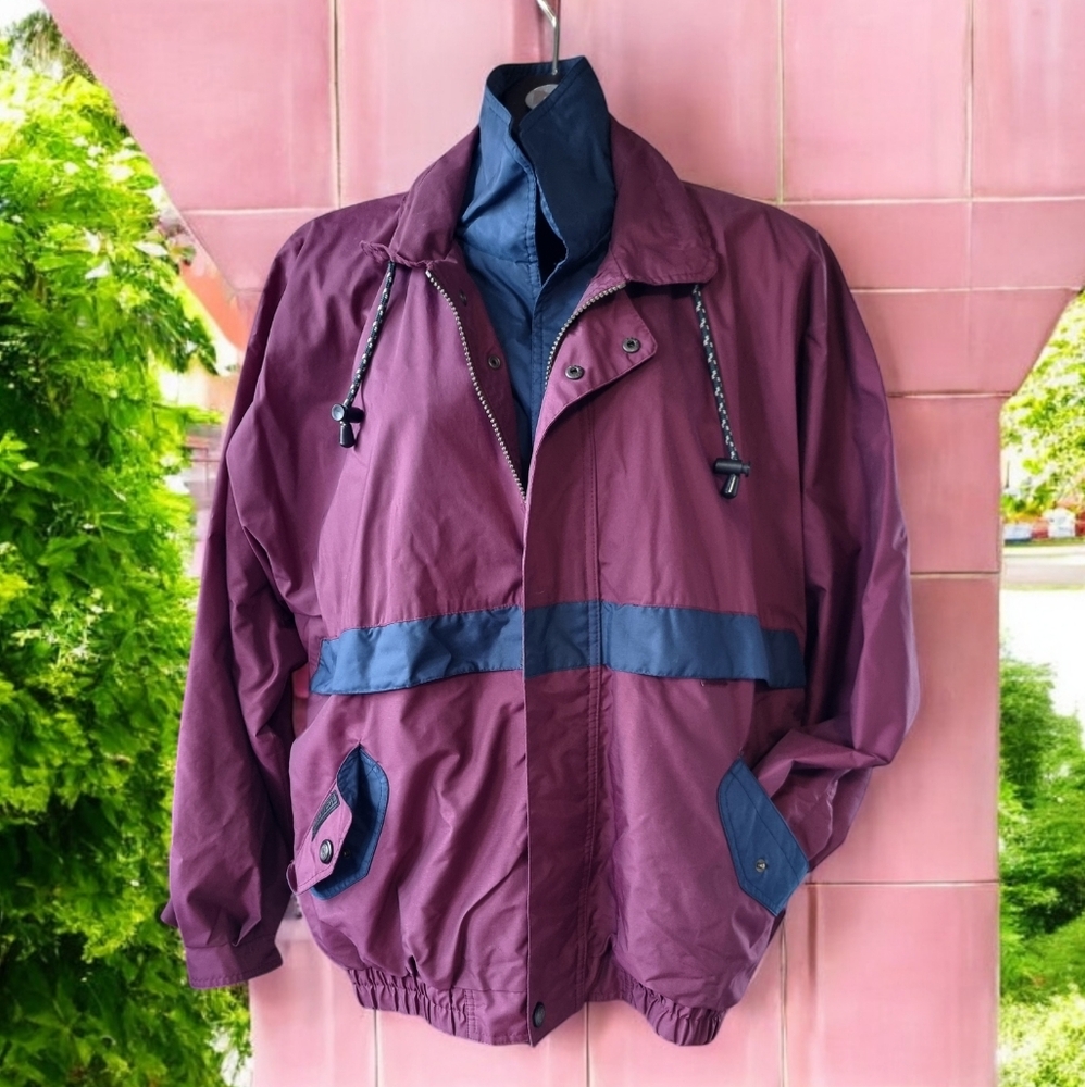 StormTech Vintage Oversized Men's Maroon & Blue Windbreaker Jacket